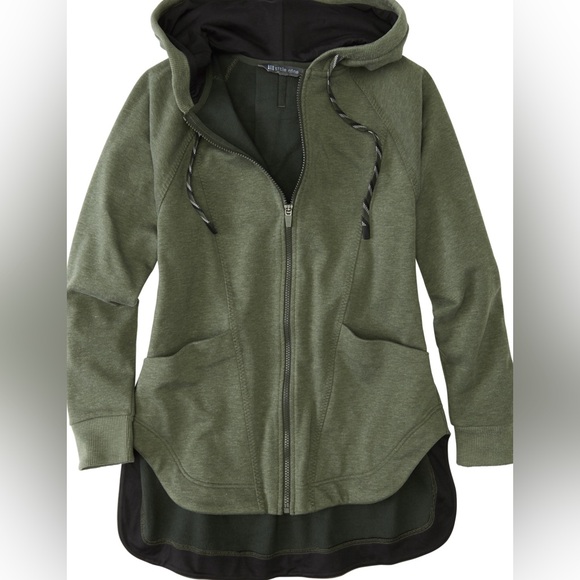 Title Nine 25th Hour Fleece Swacket zip up relaxed hoodie women’s Sz M olive - Picture 2 of 7
